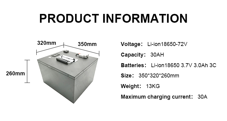 Electronic 72v 30ah Lithium Ion Battery Pack Li Ion Battery 18650