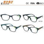 Fashionable reading glasses ,spring hinge with demi color and metal parts on the