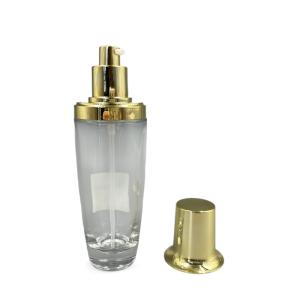 Wholesale 100ml Transparent Oval Cosmetic Bottle Gold Cap Lotion Customized Color from china suppliers