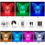 Acrylic 3W 3D Illusion Night Light Lamp Butterfly Shape For Girls