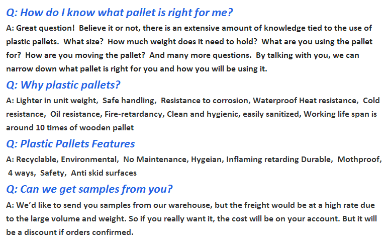 9 feets hdpe plastic material pallet for transportation export plastic pallets for brick block making machine