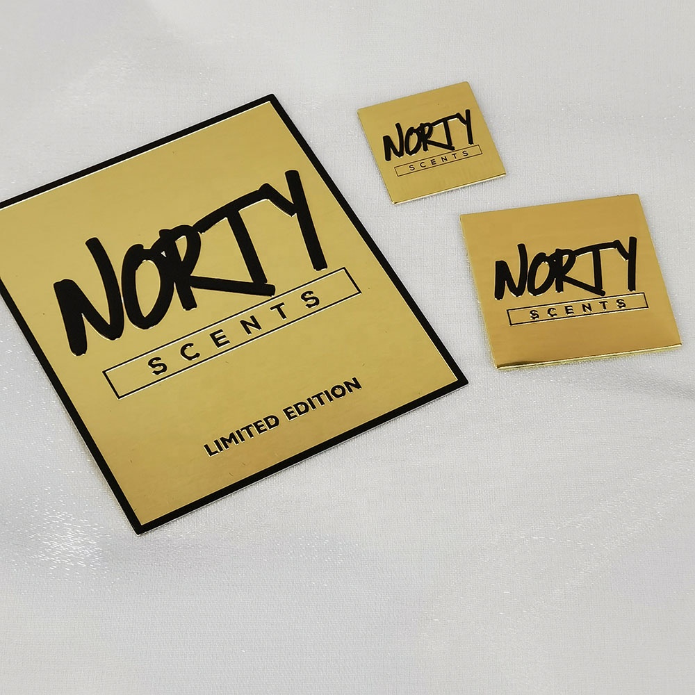 Custom Logo Candle Scent Labels Gold Metal Finish Elegant Candle Labels For Fragrance