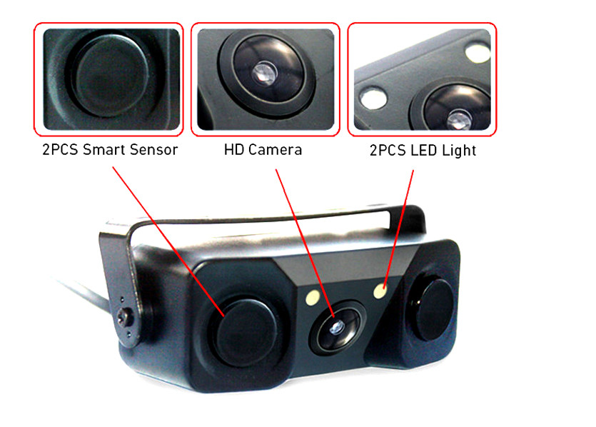 Universal Vehicle Hidden Camera , Night Vision Reverse Camera With 2 Parking Radar Sensor