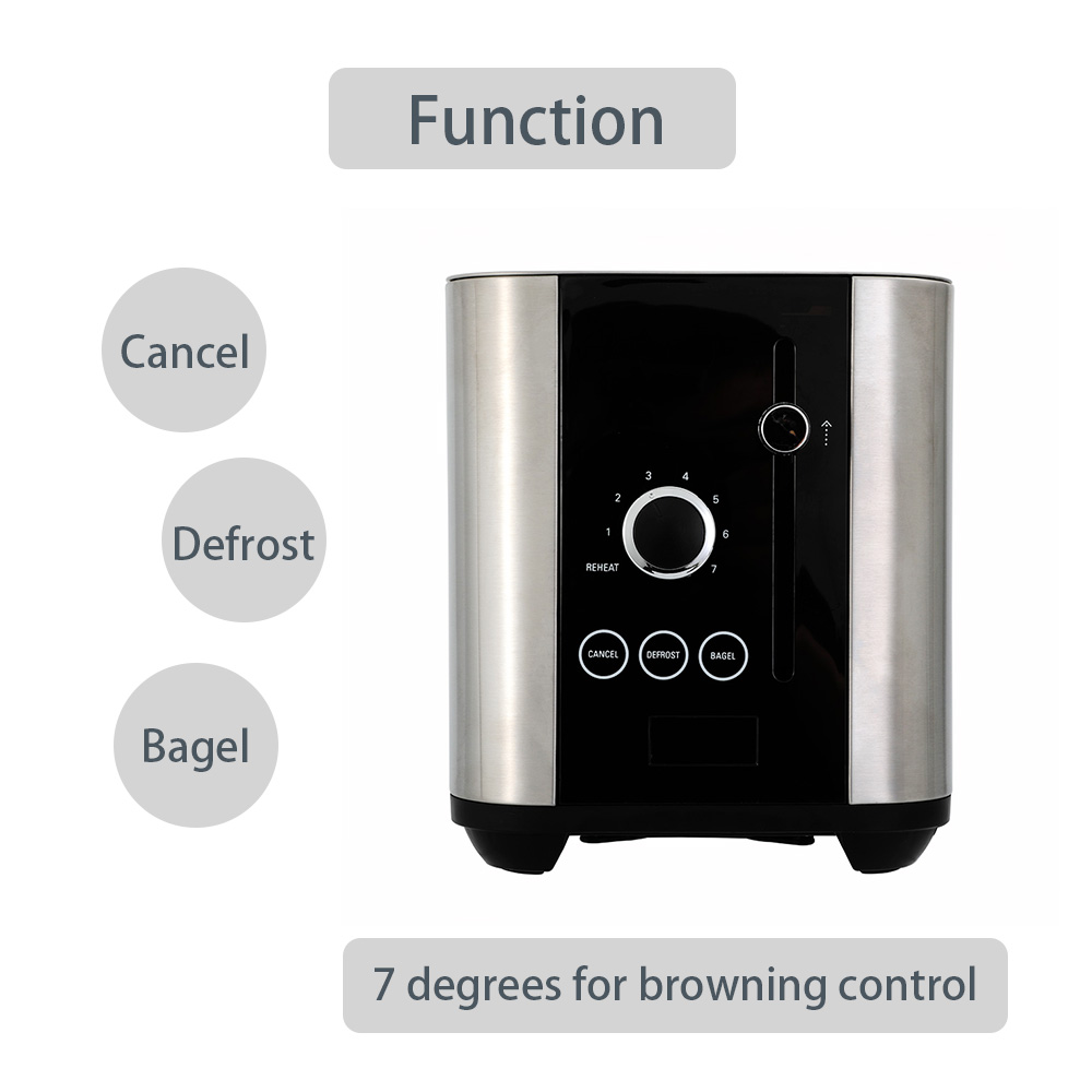 Automatic Fast Heating Bread Toaster Household Breakfast Maker Stainless Steel 2 Slices Toaster