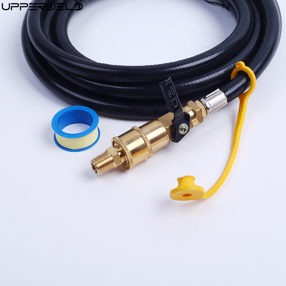 Cutting Upper Propane Quick Connect Hose with BBQ Grill and Natural Gas Fittings
