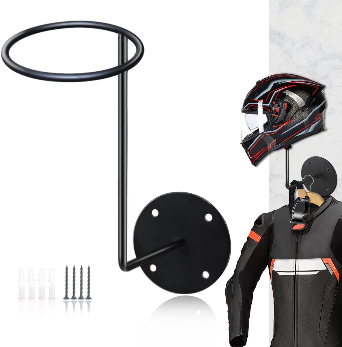 5mm Shelf Thickness Metal Helmet Holder Rack for Wall Mounting Helmet Display Hanger