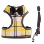 Pet Dog Cat Plaid Bowtie Harness Vest Escape-proof XS Harnesses for Puppy &
