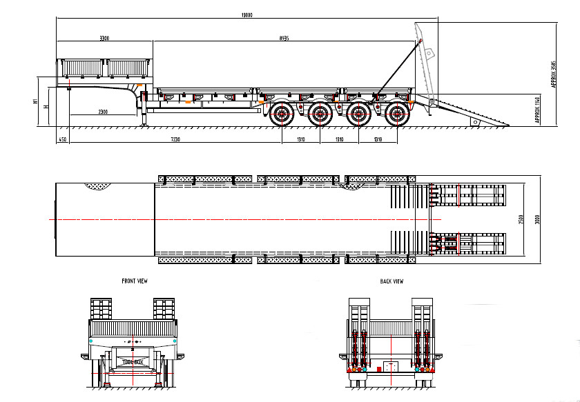 2 3 4 Axle 40FT Container Lowbed Trailer Semi Trailers Car