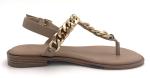 Buckle Closure Womens Flat Sandals With Leather Upper Rubber Sole