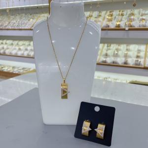 Wholesale Simple Wedding Jewelry Set Shiny Disc Crystal Pendent Necklace Earring Bracelet Open Ring Set from china suppliers