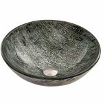 Engraving Round Table Top Wash Basin Black Bathroom Sink Hand Drawing