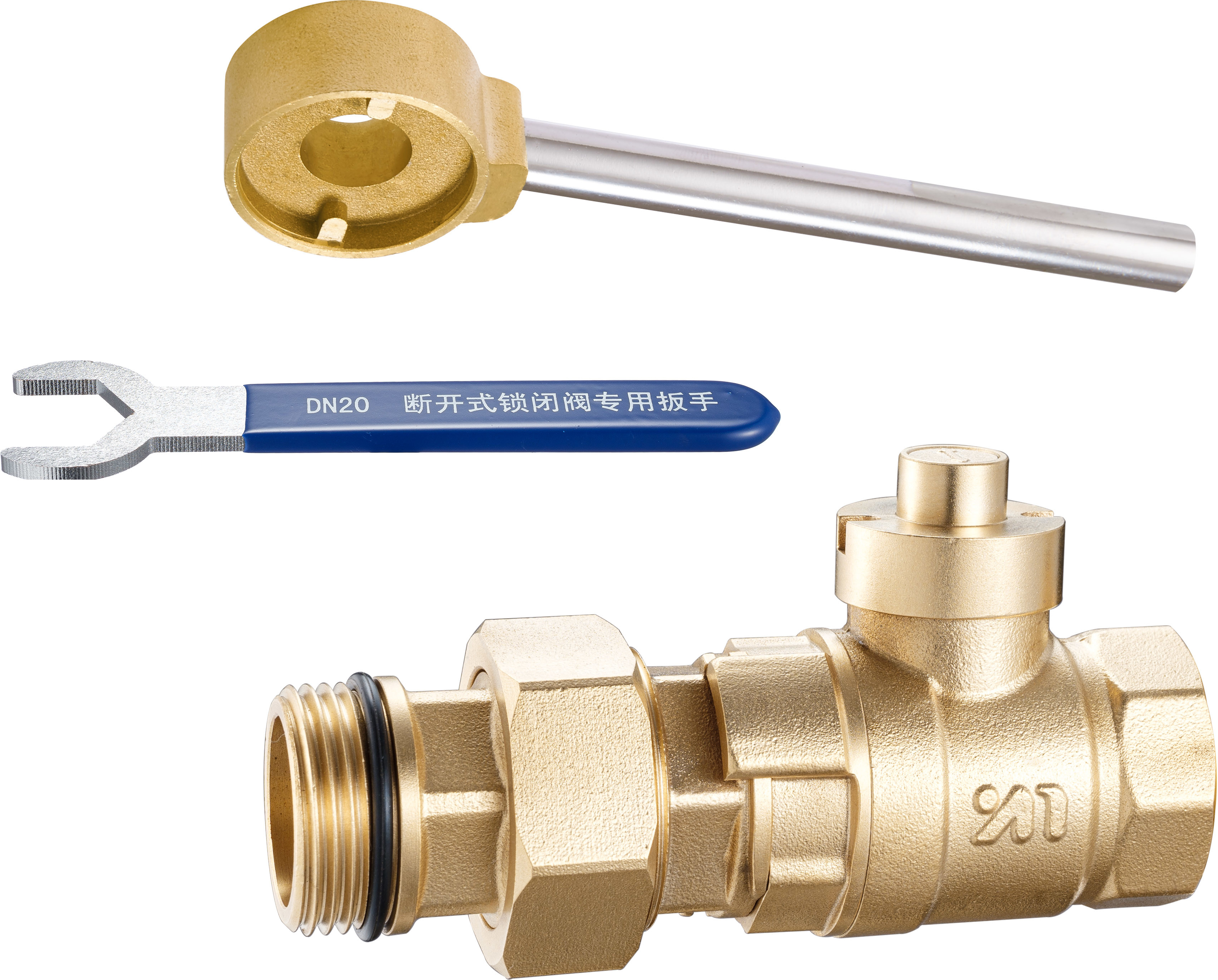 1615 Round Pattern Magnetic Lockable Water Meter Brass Ball Valve DN20 DN25 DN32 with Flexible Quick In-Out Couplings