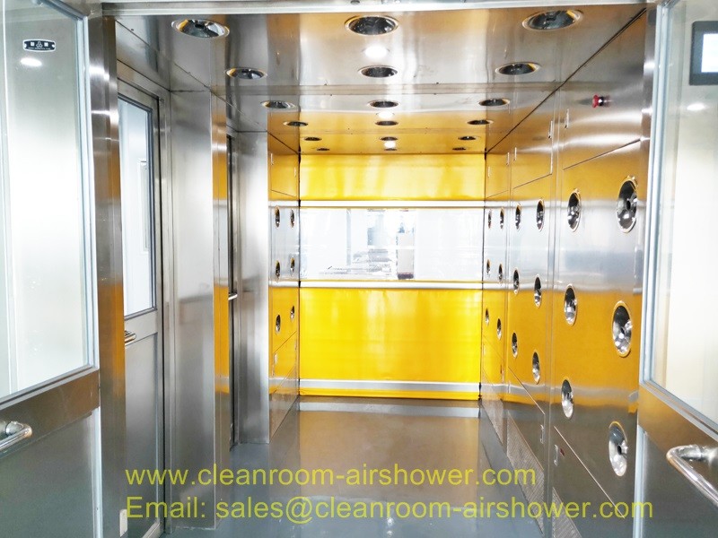 Air Shower for Persons and materials with 4 doors controlled by PLC and touch screen