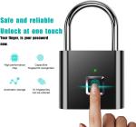 Black Silver Color Smart Fingerprint Padlock Waterproof Keyless Thumbprint For