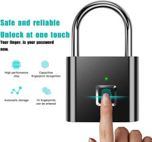Wholesale Black Silver Color Smart Fingerprint Padlock Waterproof Keyless Thumbprint For Locker Gym from china suppliers