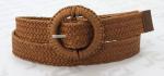 Fashion Wax Rope Womens Braided Belt Buckle In Brown For Lady In 29mm