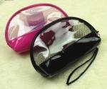 Small Black Cosmetic Bag , Ladies Makeup Zipper Bag With Customized Logo