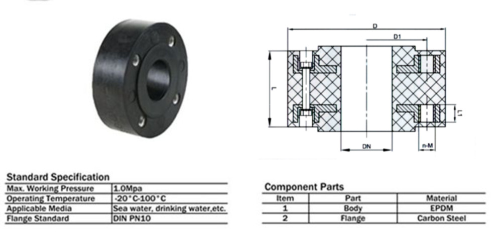 Compact Rubber Metal Pipe Connector EPDM Flexible Connector PN16 DN32 - DN200