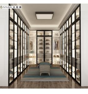 Wholesale 6ft By 6ft High End Walk In Closet Design Shoe Cabinet Glass Door Cloakroom from china suppliers