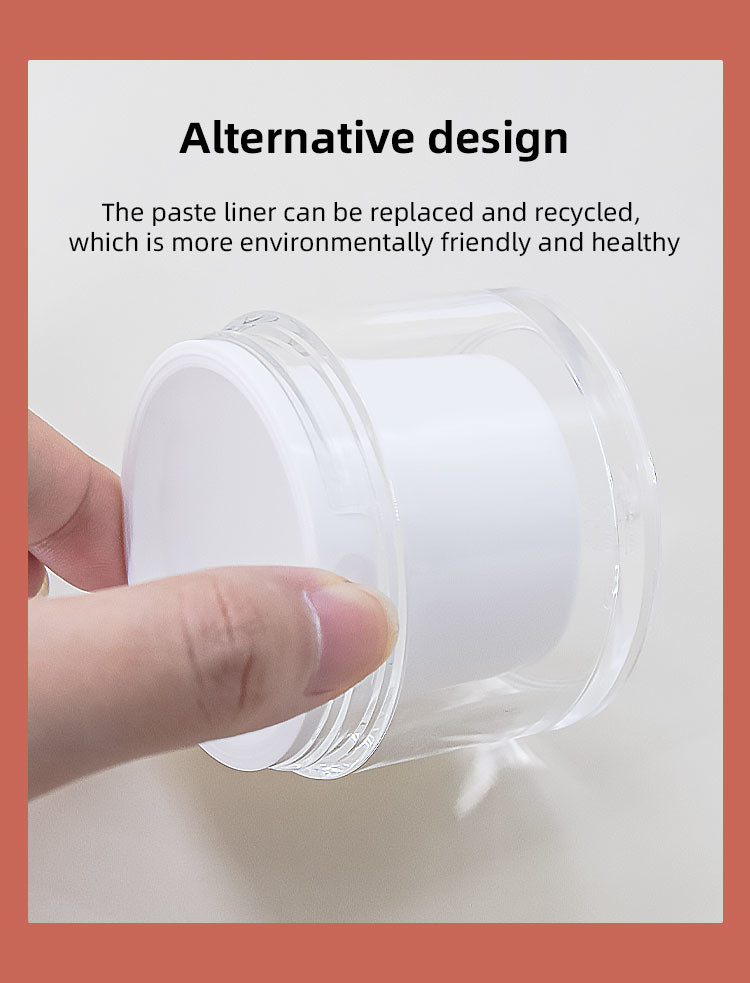 50g/100g/200g Customized Color And Logo Skin Care Packaging Transparent Replaceable Acrylic Cream Jar UKC36