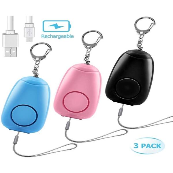 Rechargeable DC5V Police Approved Personal Security Alarms Pink Black Blue