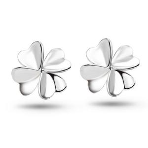 Wholesale Fashion 925 Silver Plated Good Luck Four Feaf Clover Flower Stud Earrings (EESTUD08) from china suppliers