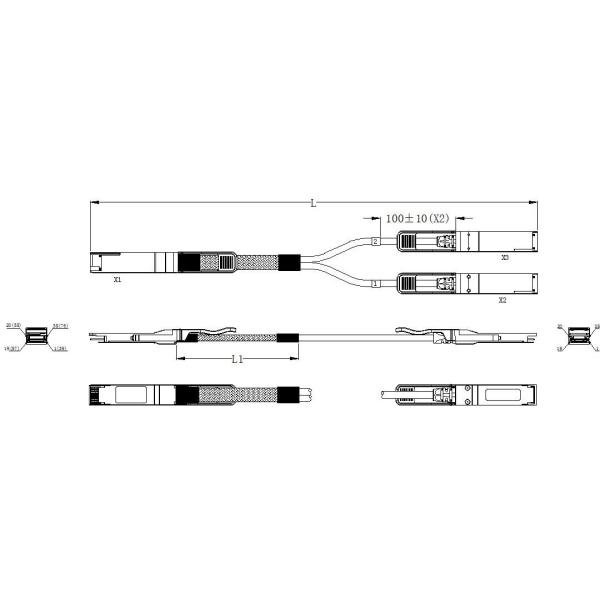QSFP-DD Breakout DAC Direct Attach Copper Cable To 2*QSFP56 PAM4 200G 0.5M To 3M