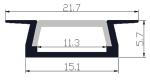 6063 LED Light Aluminium Profile Recessed Mount 21.7 X 5.7mm