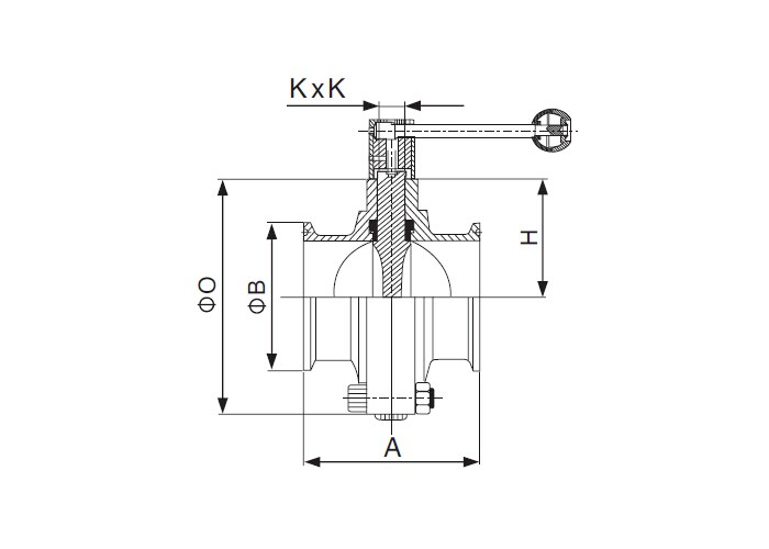 Dimension of Sanitary Clamped Butterfly Valve – 3A Series