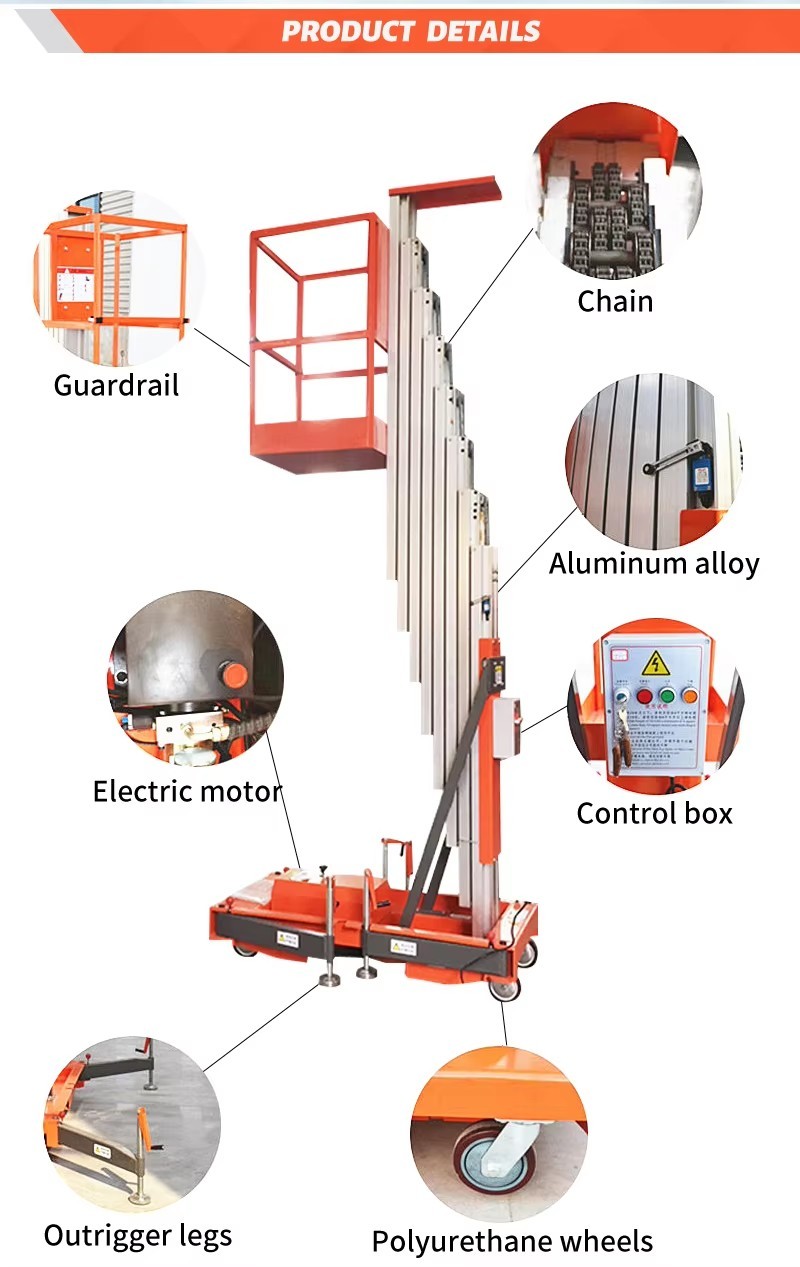 Hydraulic Electric Vertical Single Mast Lift At 4-10m Working Heights