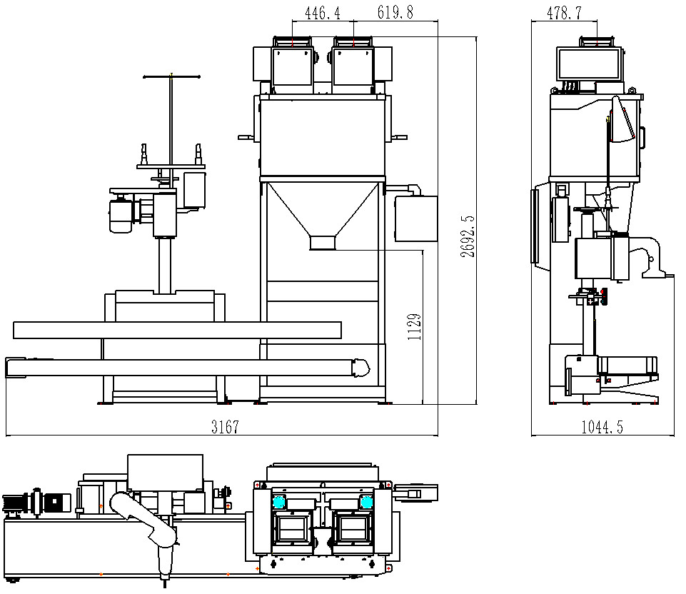 Quantitative Rice Packaging Machine 5 - 50KG For Sugar Feed Rice.Electronic Quantitative Packing Scale