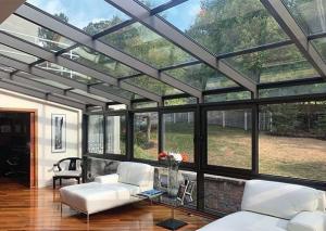 Wholesale Tempered Glass Roof Sunroom PVDF 150x150mm Customized Color Glass Covered Sunroom from china suppliers