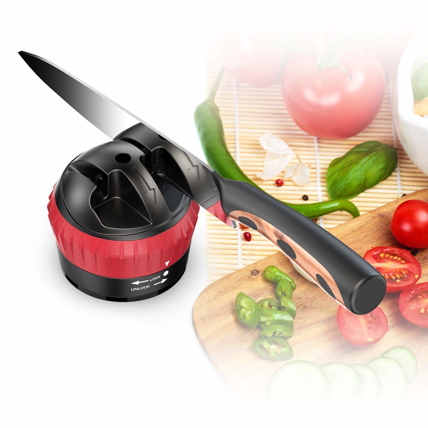 Mini Two Stage Kitchen Knife Sharpener With Suction Pad