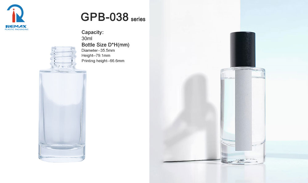 Unique 50ml Glass Cosmetic Packaging Cylinder Perfume Bottle With Gold Spray Head