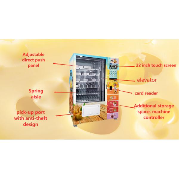 Snack Food And Cool Drink Vending Machines 24V Electric Heating Defogging, 22 inch Touch Screen Vending, Micron