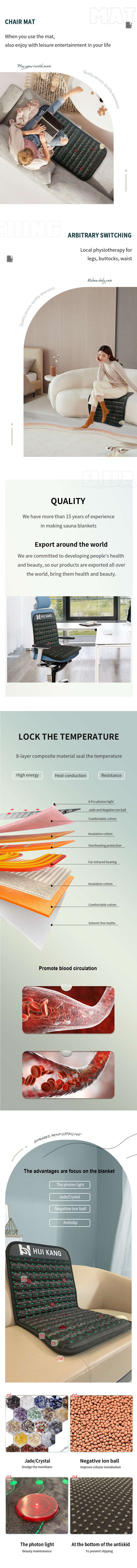 75W Physiotherapy Heating Far Infrared Heating Mat Pad Massager