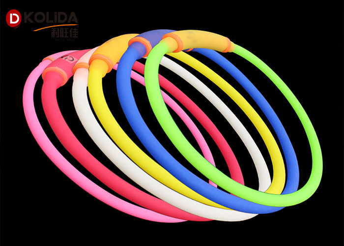 Green / Pink / Blue Safety Night IP65 LED Pet Dog Collar And Necklace Size S M L