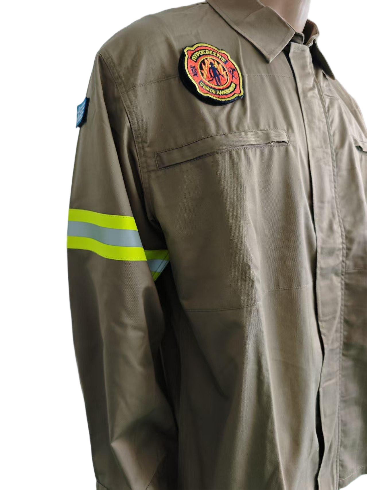 Fire Fighting Work Outerwear Flame Retardant Heat Resistant Tactical Style With Reflective Strips