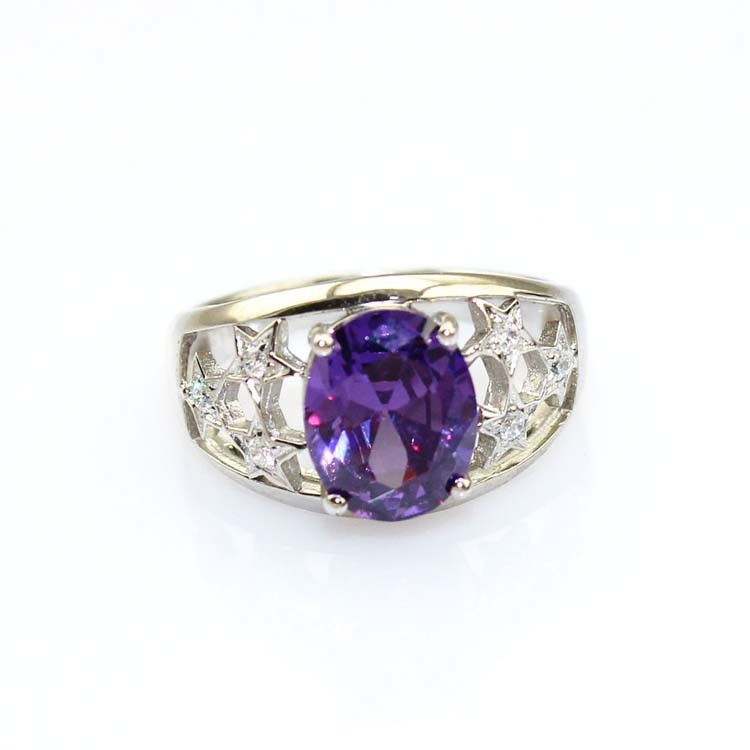 Women Jewelry Solid 925 Silver Ring Pave Red Cubic Zircon(JY045)
