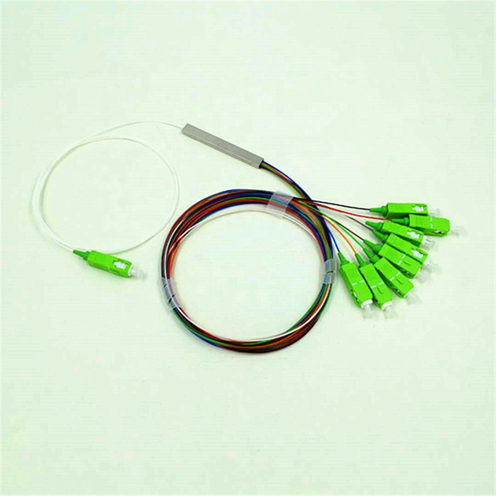Factory direct mini model 1X8 steel tube with SC / UPC connector optical splitter