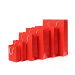 Different sizes pure red your logo printed cotton rope handel clothes paper bag
