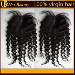 Natural Black Curly Lace Top Closure , 20 Inch Virgin Brazilian Hair Wig