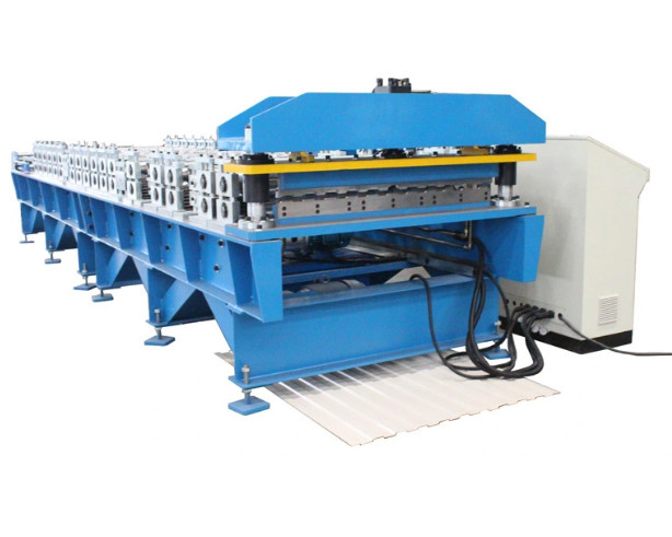 Multi Rib Wall Roof PPGI Trapezoidal Sheet Roll Forming Machine Work Automatically