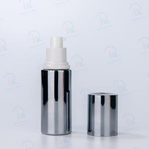 Wholesale 40ml Glass Grey smooth Cylinder with white pump for lotion bottle from china suppliers