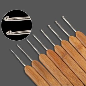 Wholesale Bamboo Handle Crochet Hook Set Knitting Needles Stainless Steel Head Sewing Accessories from china suppliers