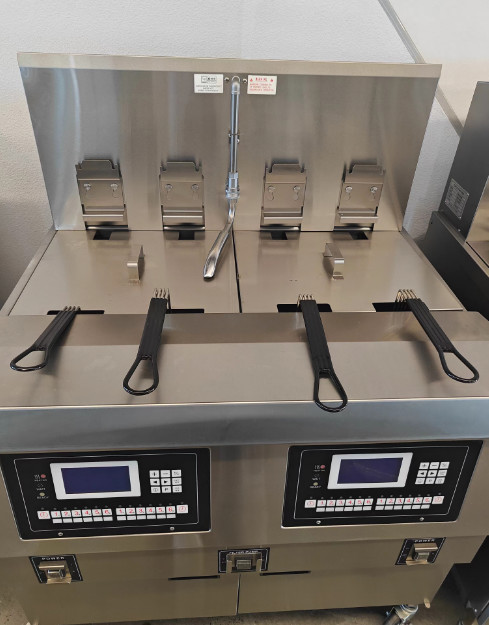 Two Pots Four Baskets 304SUS Gas Chips Commercial Open Deep LCD Panel Oil Fryer