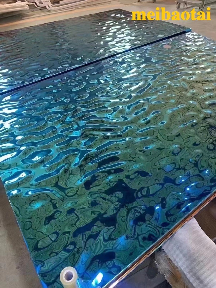 Rose Gold Bronze Water Ripple Sheet Stainless Steel Plate Decoration Ceiling