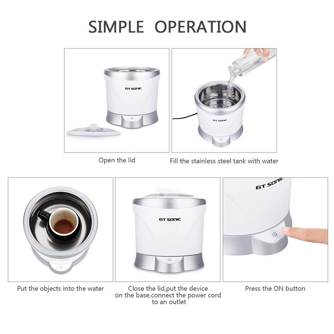 Detachable Sonic Ultrasonic Cleaner 1400ml Coffee Tea Cup 40kHz 35W SUS304 Tank