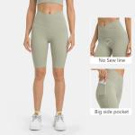 Plus Size Casual Sports Yoga Pants Waist Cross Pockets Shorts Women Gym