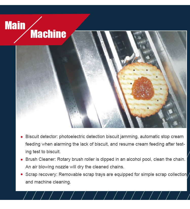 New Design Automatic Filling Biscuit Sandwiching Machine For Sale
